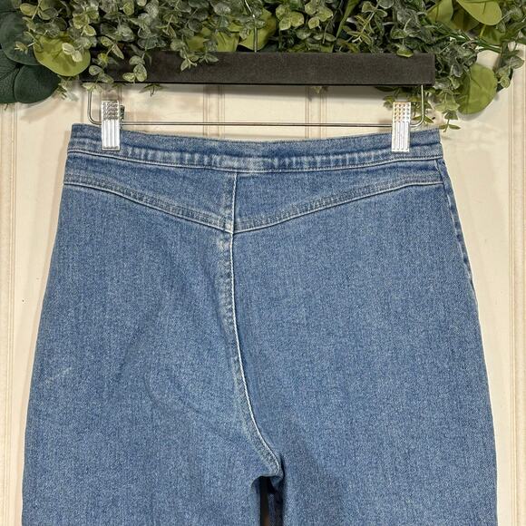 90s Vintage Denim Capri Jeans MEDIUM Floral Decal Retro Casual Hippie - Picture 5 of 6